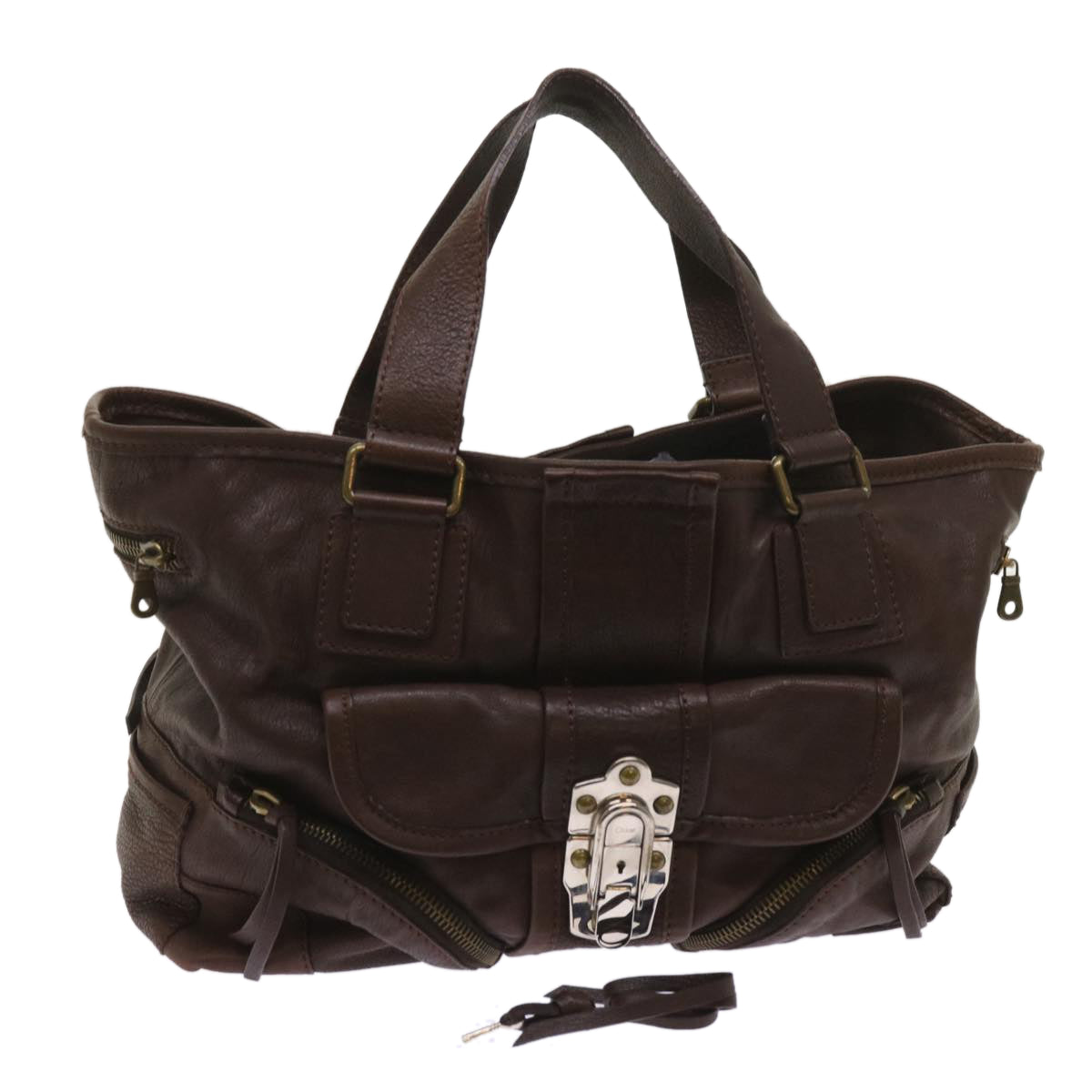 Chloe Tote Bag Leather Brown Auth yk10524