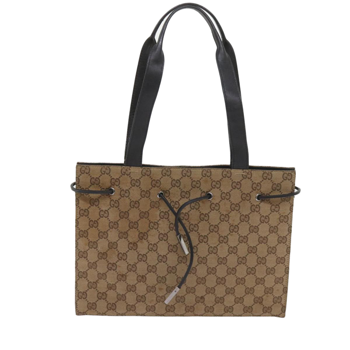 GUCCI GG Canvas Tote Bag Beige 0021053 Auth yk10540