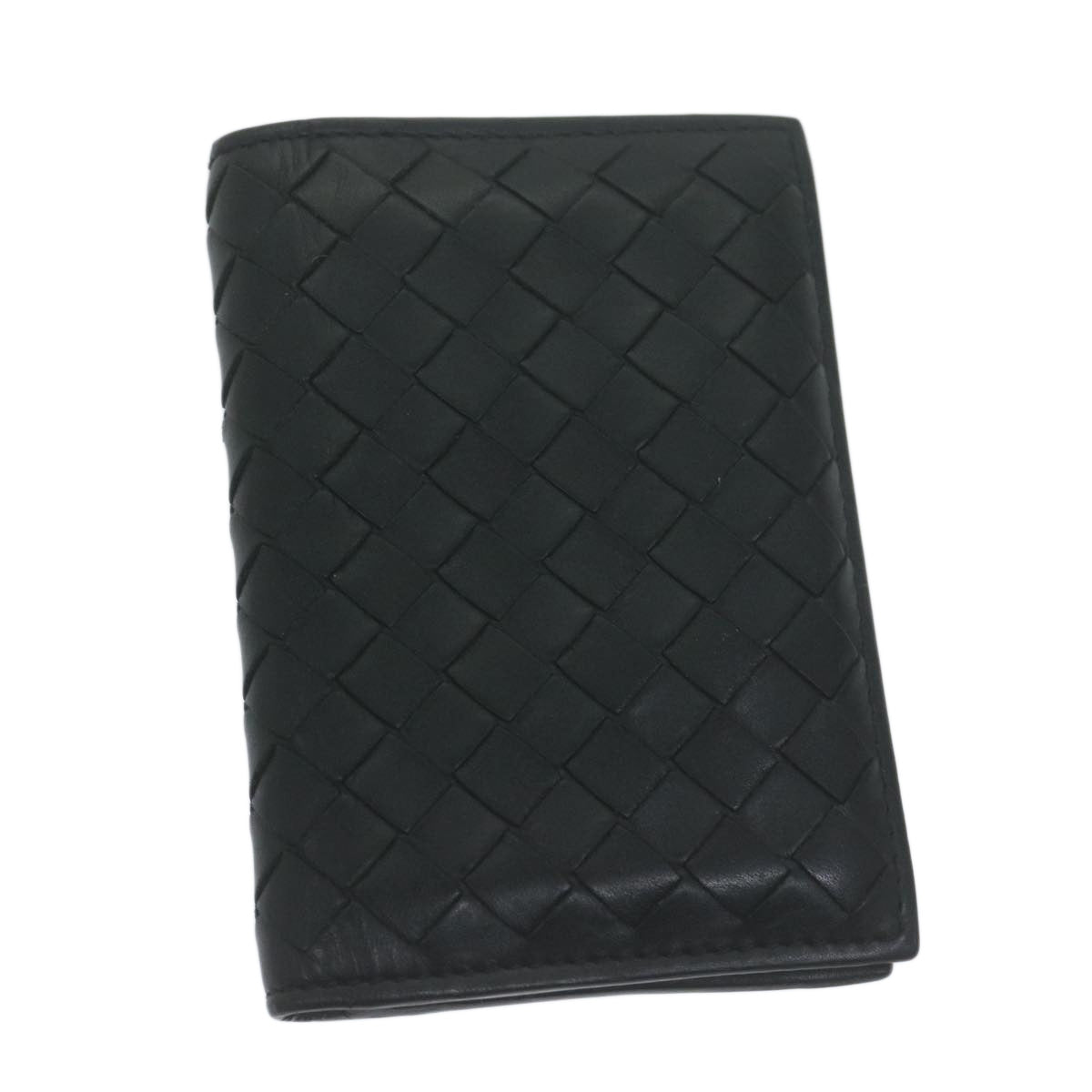 BOTTEGA VENETA INTRECCIATO Card Case Leather Black Auth yk10559