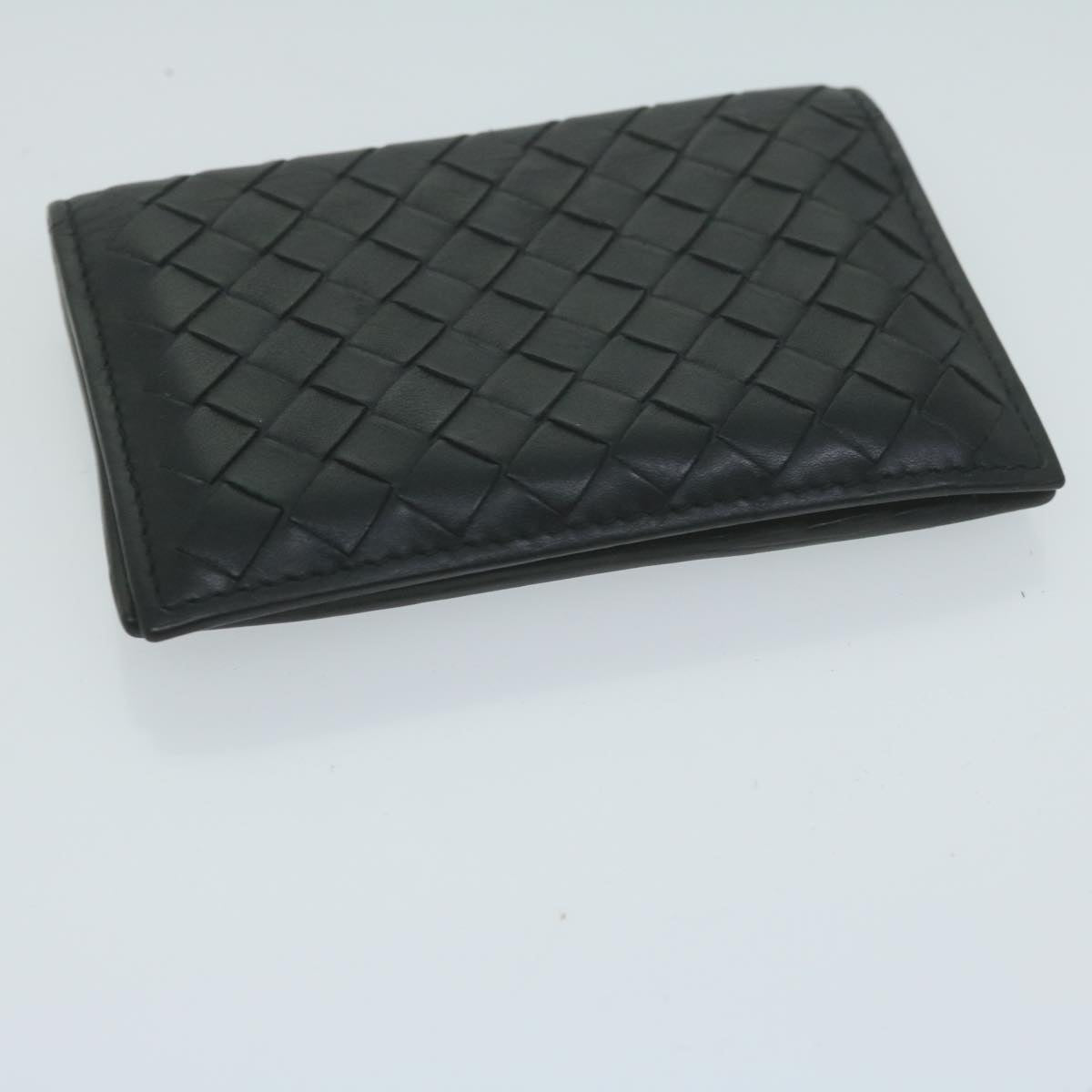 BOTTEGA VENETA INTRECCIATO Card Case Leather Black Auth yk10559