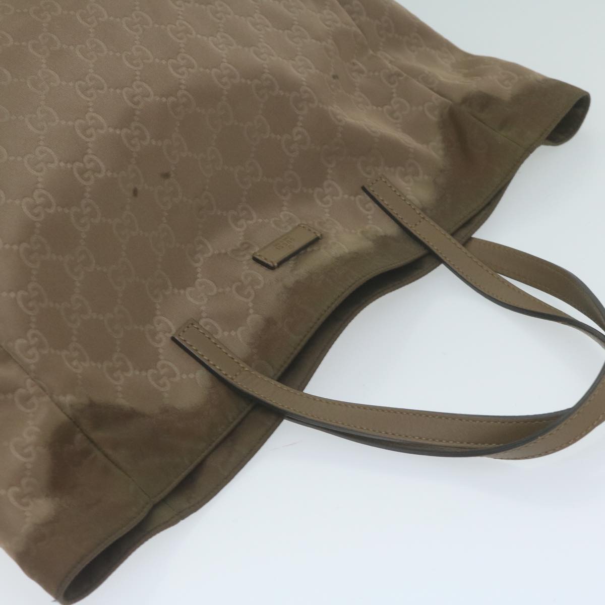 GUCCI GG Canvas Tote Bag Nylon Brown Auth yk10566