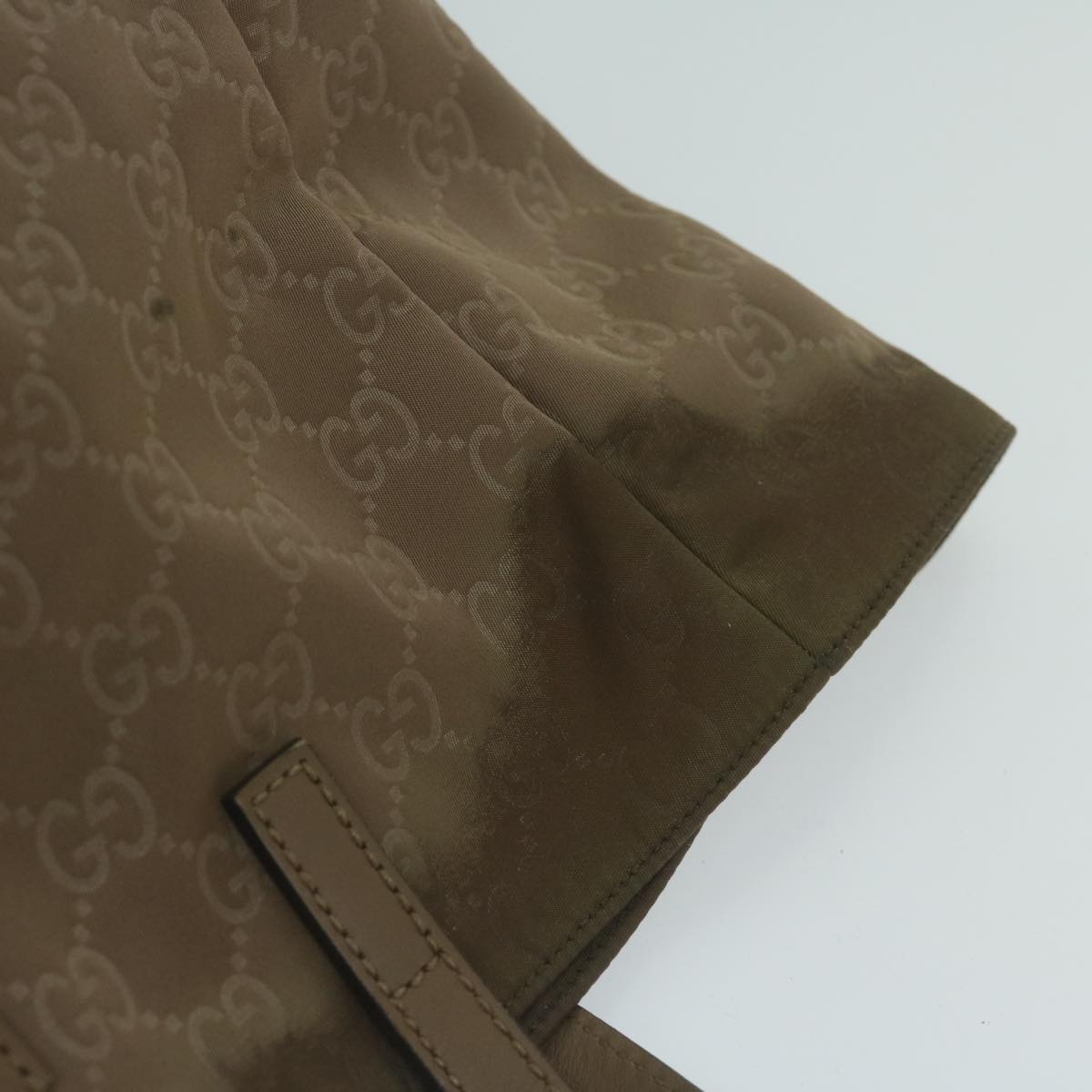 GUCCI GG Canvas Tote Bag Nylon Brown Auth yk10566