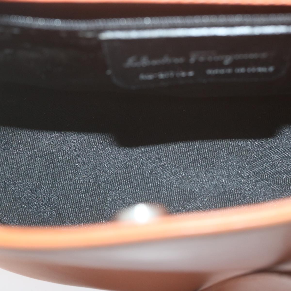 Salvatore Ferragamo Gancini Hand Bag Leather Orange Auth yk10570