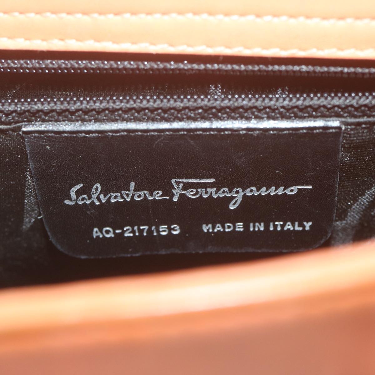 Salvatore Ferragamo Gancini Hand Bag Leather Orange Auth yk10570