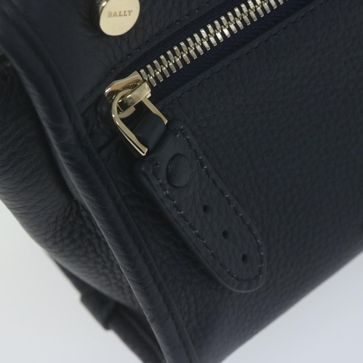 BALLY Shoulder Bag Leather 2way Navy Auth yk10576