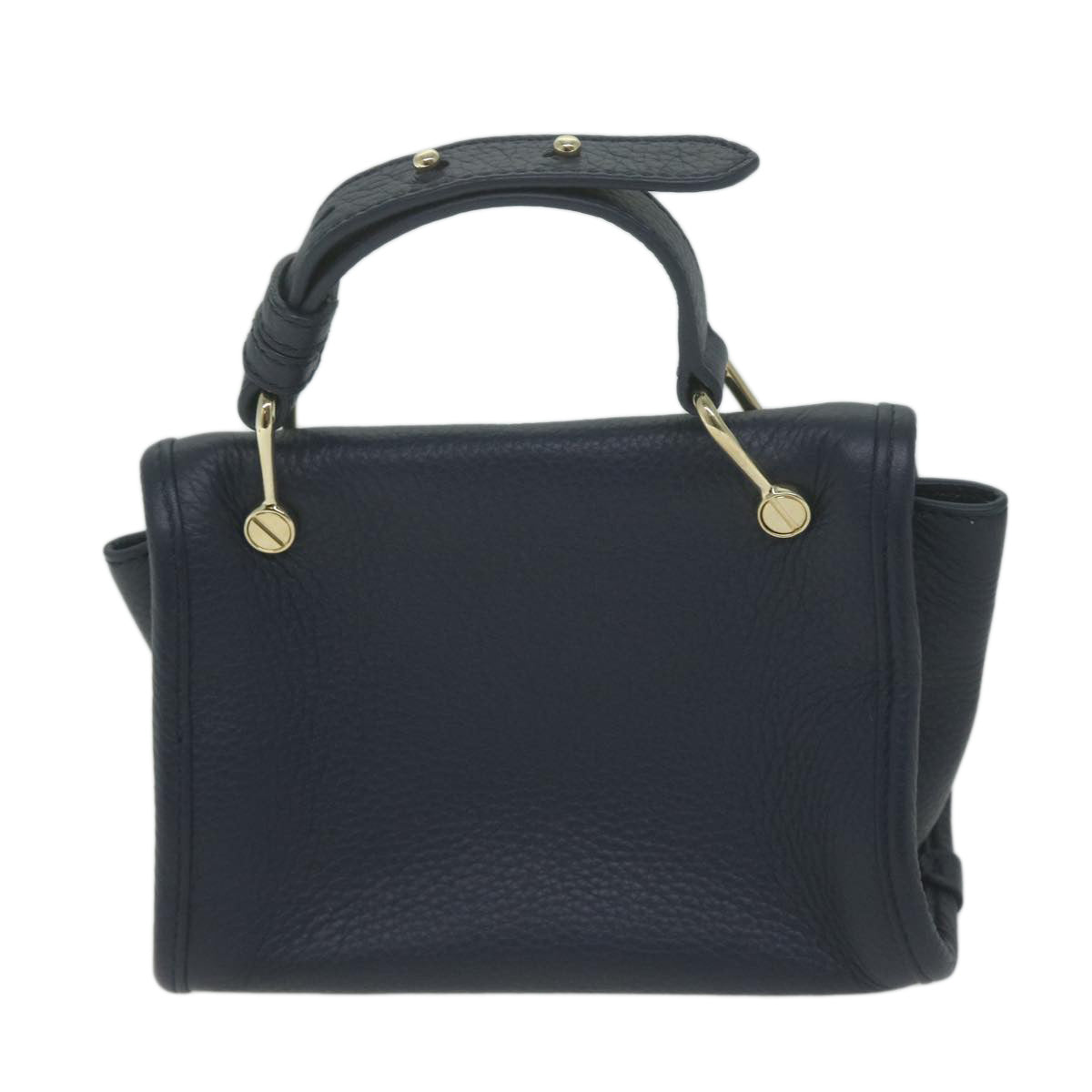 BALLY Shoulder Bag Leather 2way Navy Auth yk10576