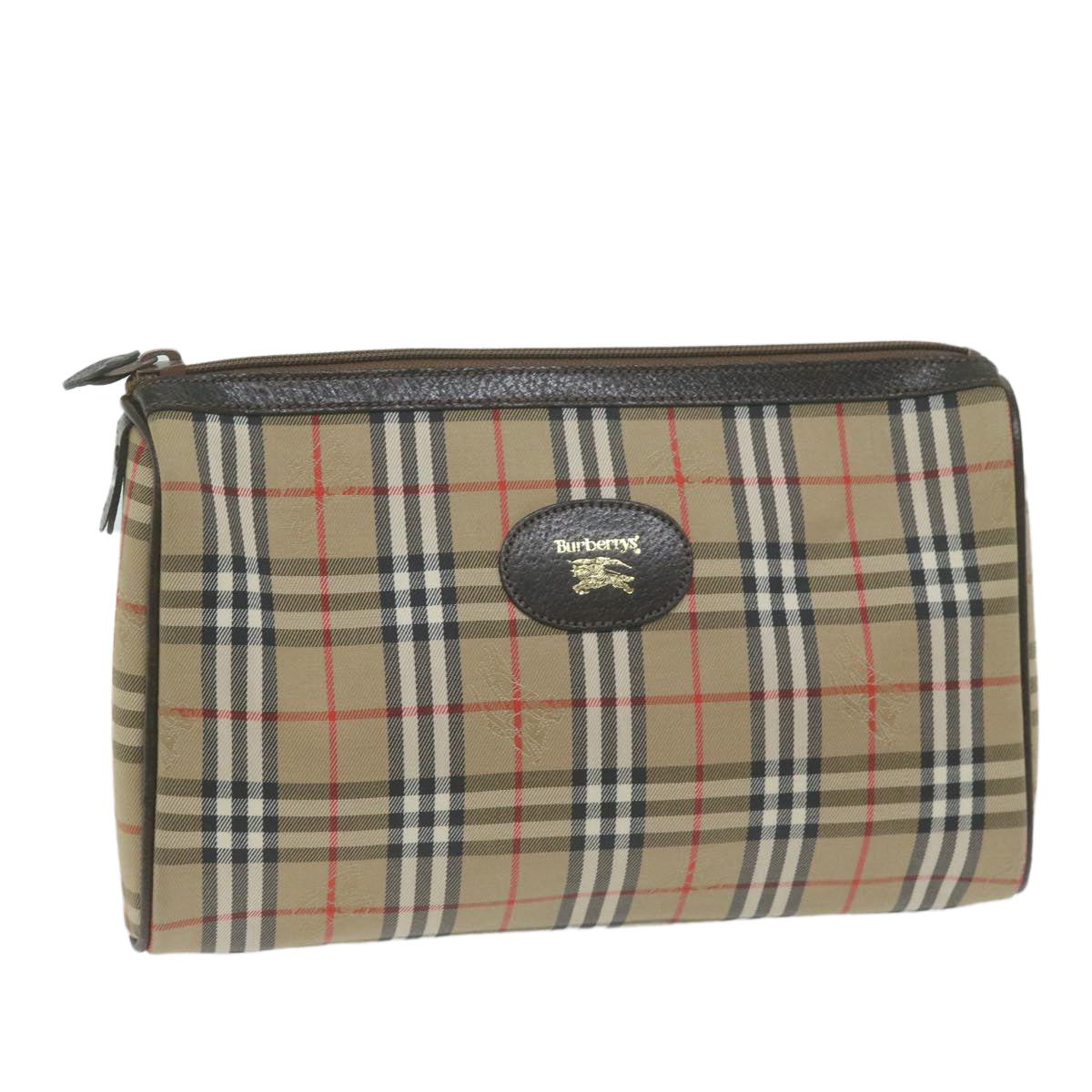 Burberrys Nova Check Pouch Canvas Beige Brown Auth yk10577