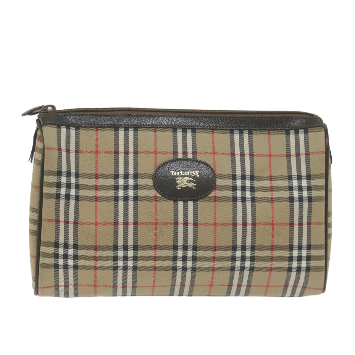 Burberrys Nova Check Pouch Canvas Beige Brown Auth yk10577