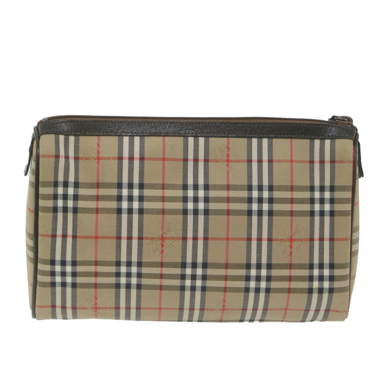 Burberrys Nova Check Pouch Canvas Beige Brown Auth yk10577