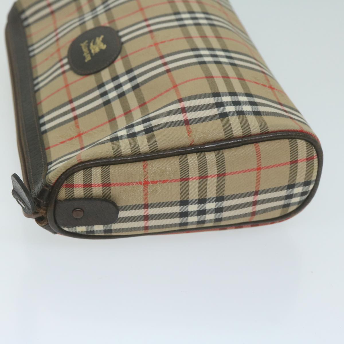 Burberrys Nova Check Pouch Canvas Beige Brown Auth yk10577