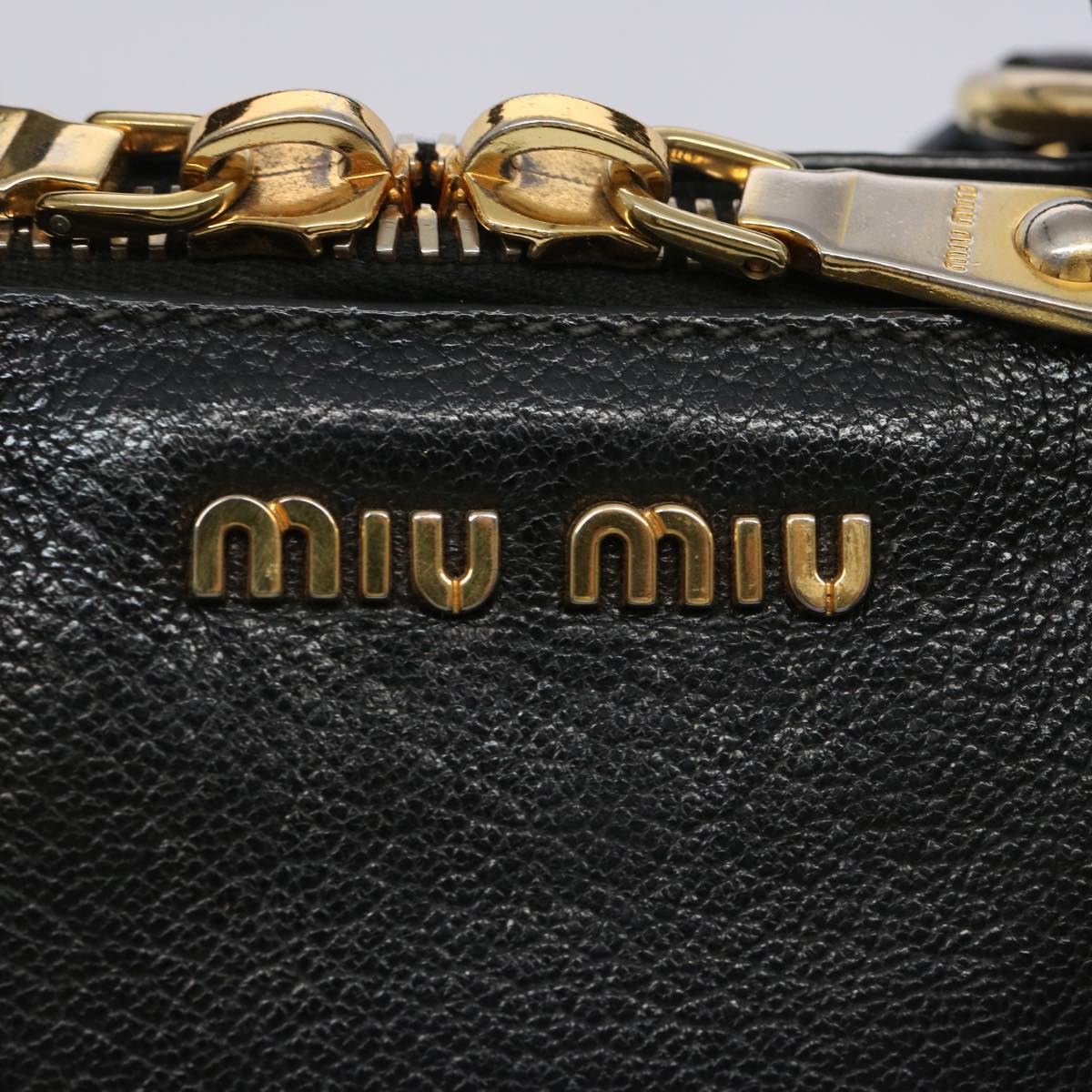 Miu Miu Madras Hand Bag Leather 2way Black Auth yk10608