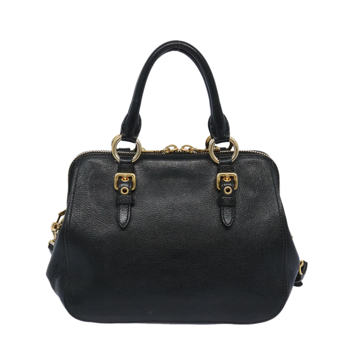 Miu Miu Madras Hand Bag Leather 2way Black Auth yk10608