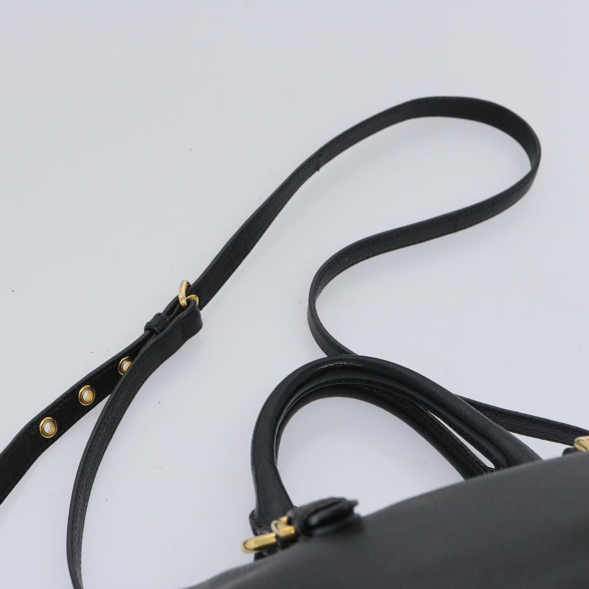 Miu Miu Madras Hand Bag Leather 2way Black Auth yk10608