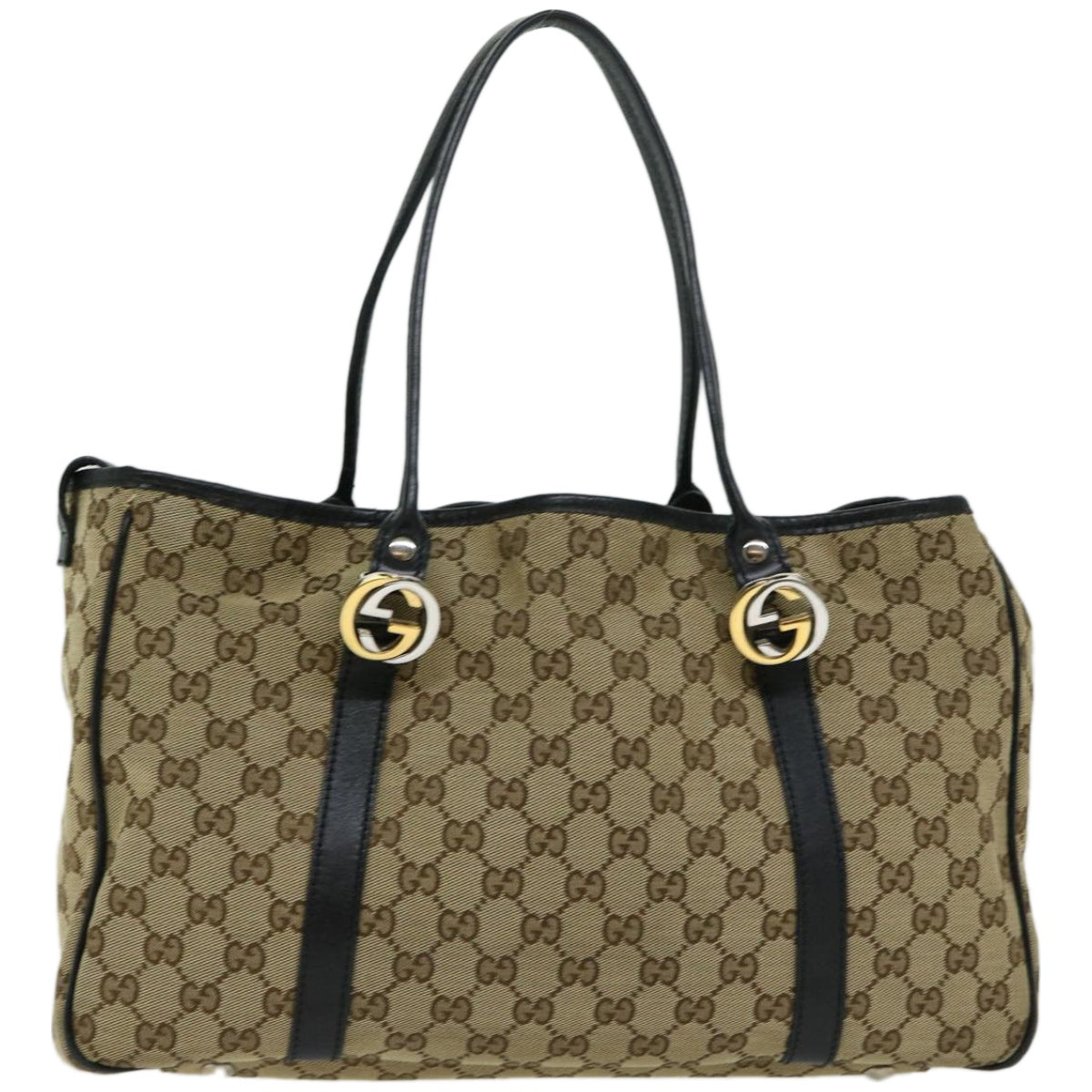 GUCCI GG Canvas GG Twins Tote Bag Beige 232957 Auth yk10623