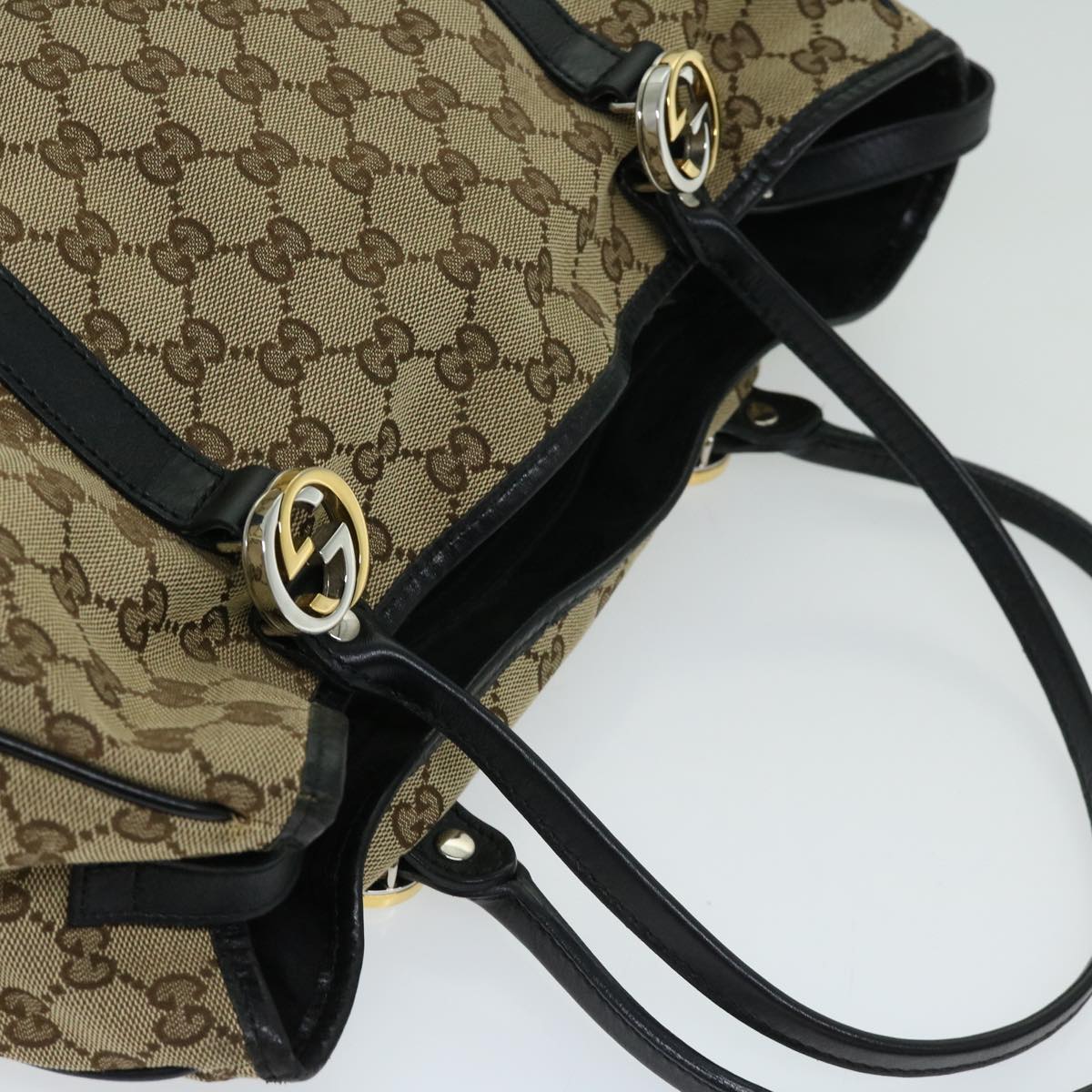 GUCCI GG Canvas GG Twins Tote Bag Beige 232957 Auth yk10623