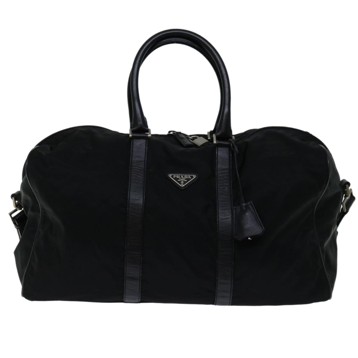 PRADA Boston Bag Nylon 2way Black Auth yk10625