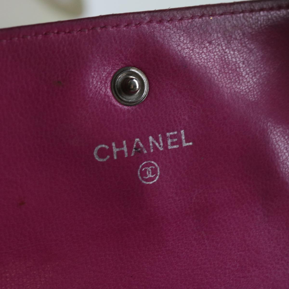 CHANEL Matelasse Long Wallet Lamb Skin Pink CC Auth yk10628