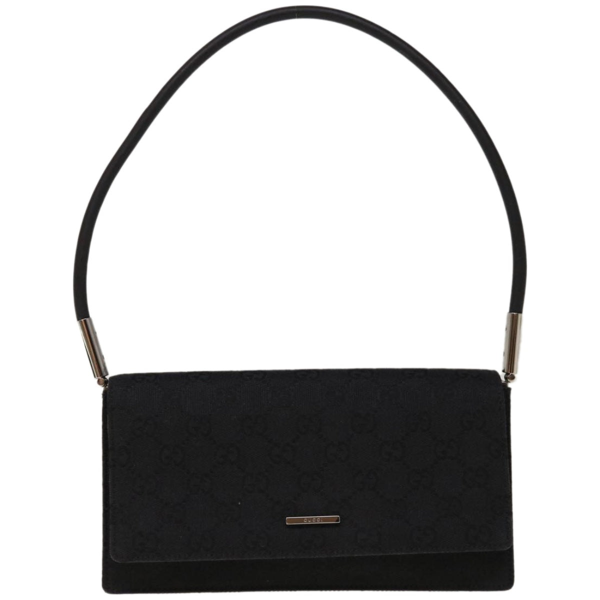 GUCCI GG Canvas Shoulder Bag Black 01235 Auth yk10637