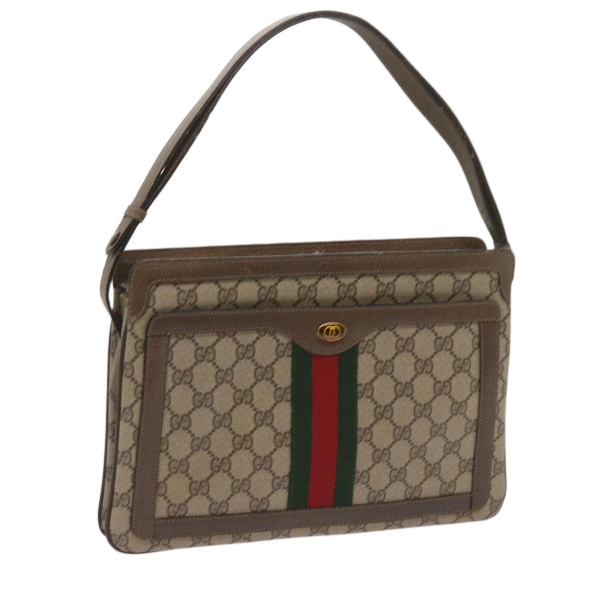 GUCCI GG Supreme Web Sherry Line Shoulder Bag PVC Beige 14 02 013 Auth yk10641