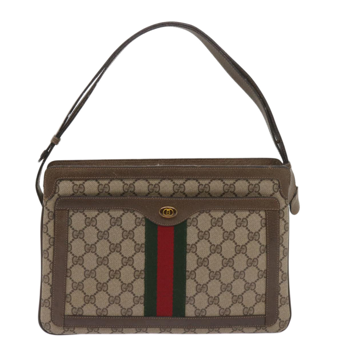 GUCCI GG Supreme Web Sherry Line Shoulder Bag PVC Beige 14 02 013 Auth yk10641