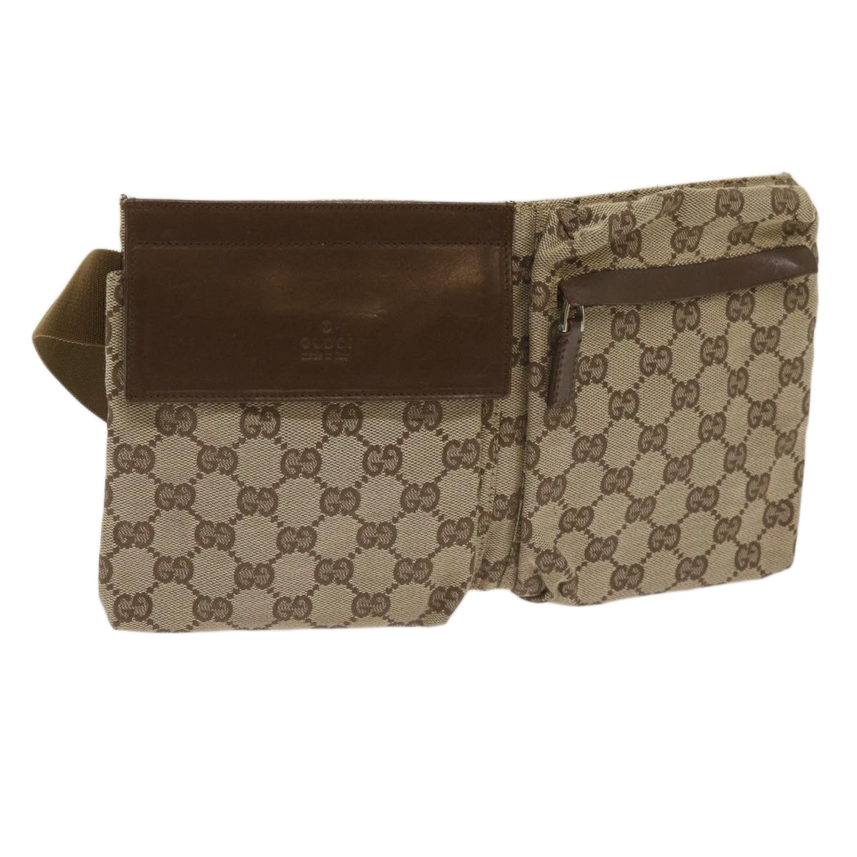 GUCCI GG Canvas Waist bag Beige 28566 Auth yk10651