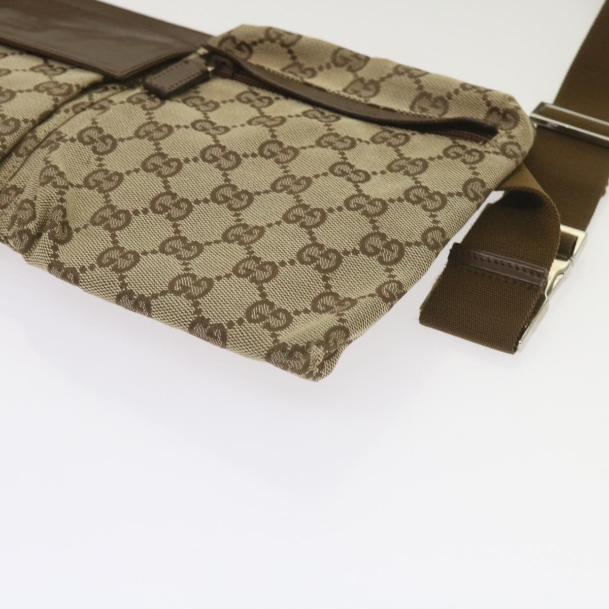 GUCCI GG Canvas Waist bag Beige 28566 Auth yk10651