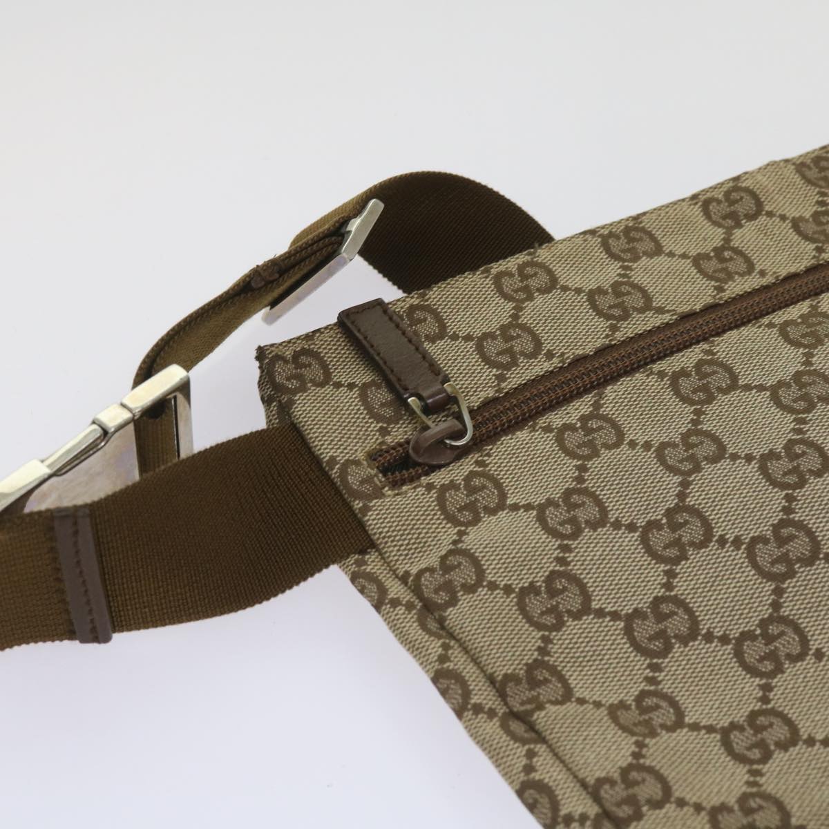 GUCCI GG Canvas Waist bag Beige 28566 Auth yk10651