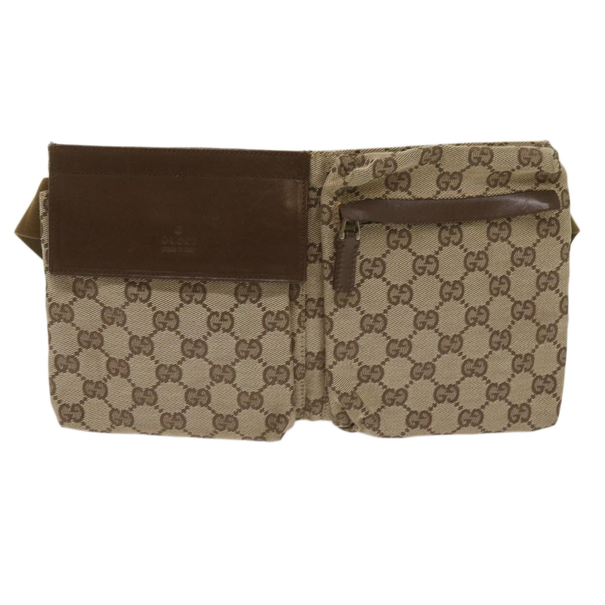 GUCCI GG Canvas Waist bag Beige 28566 Auth yk10651