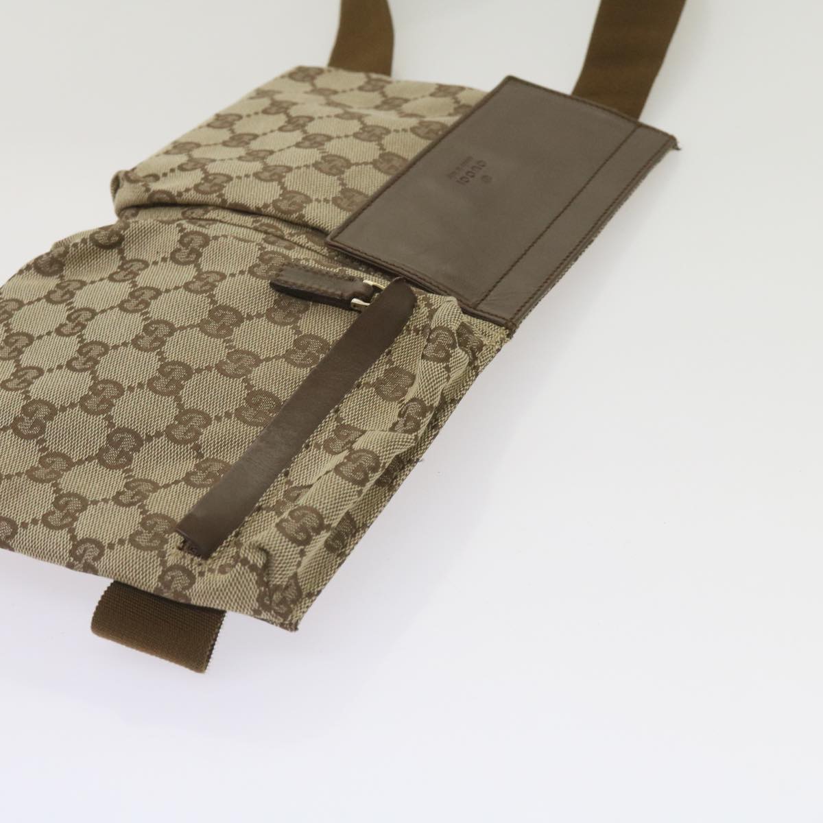 GUCCI GG Canvas Waist bag Beige 28566 Auth yk10651