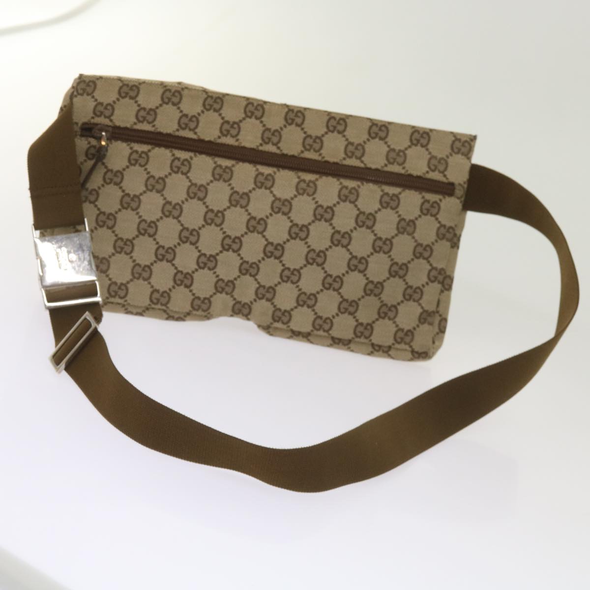 GUCCI GG Canvas Waist bag Beige 28566 Auth yk10651