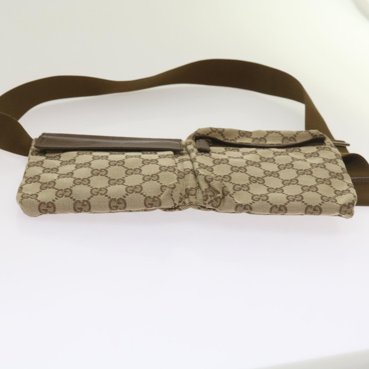 GUCCI GG Canvas Waist bag Beige 28566 Auth yk10651