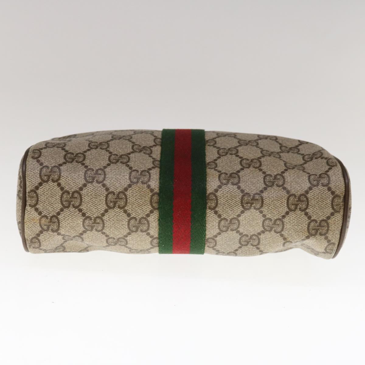 GUCCI GG Canvas Web Sherry Line Clutch Bag PVC Beige Red 89 01 012 Auth yk10675