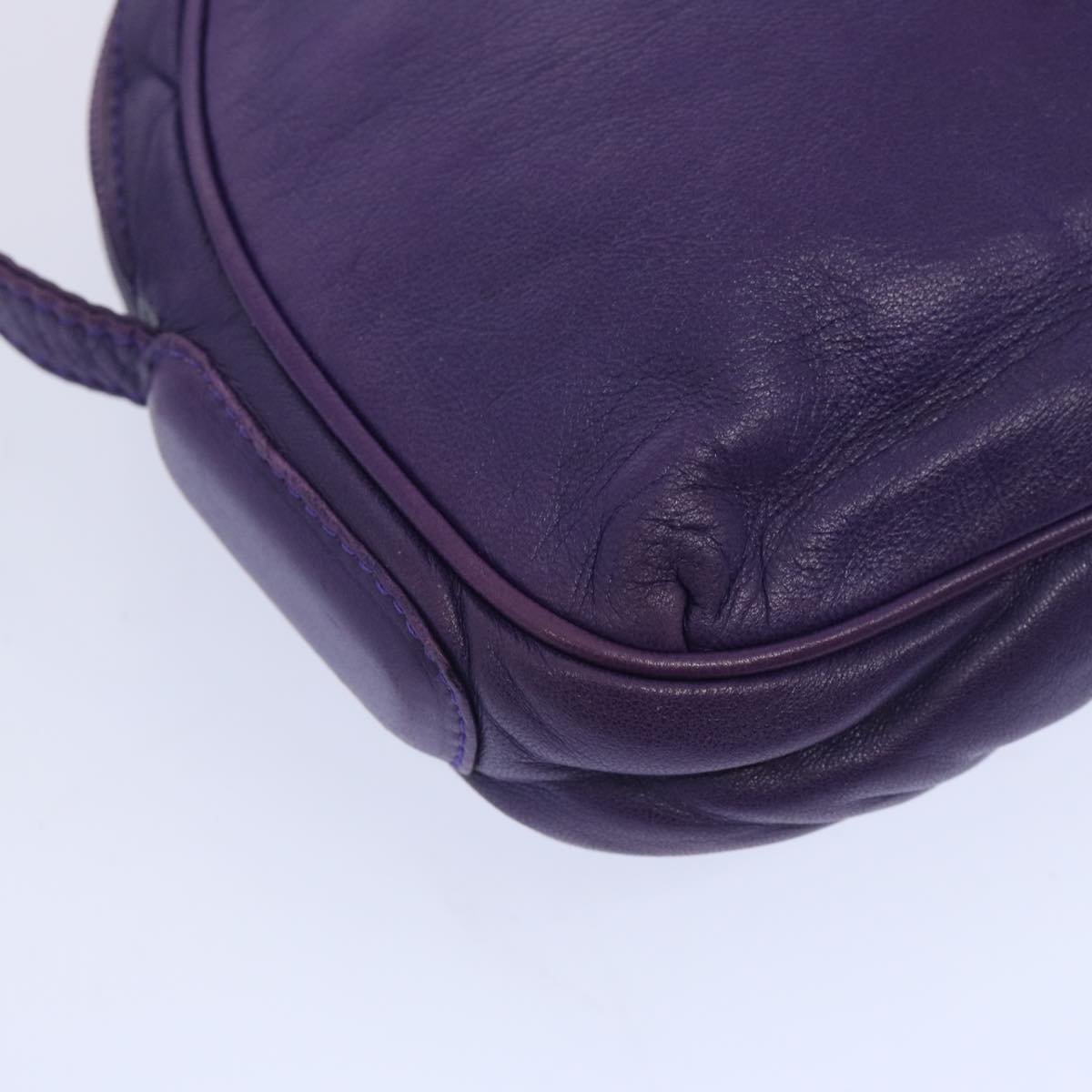 LOEWE Anagram Shoulder Bag Leather Purple Auth yk10703