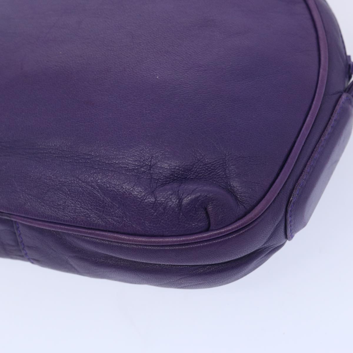 LOEWE Anagram Shoulder Bag Leather Purple Auth yk10703