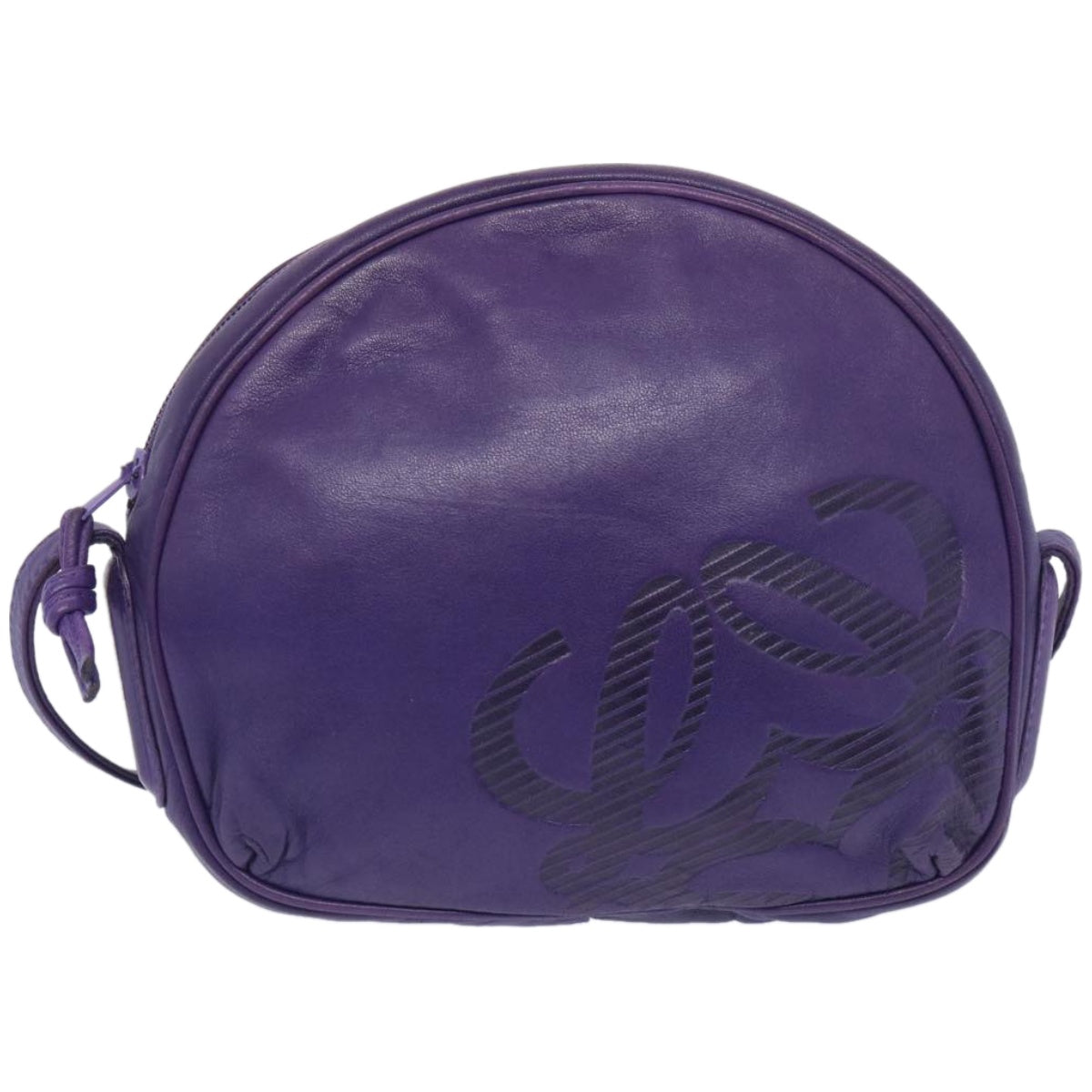 LOEWE Anagram Shoulder Bag Leather Purple Auth yk10703