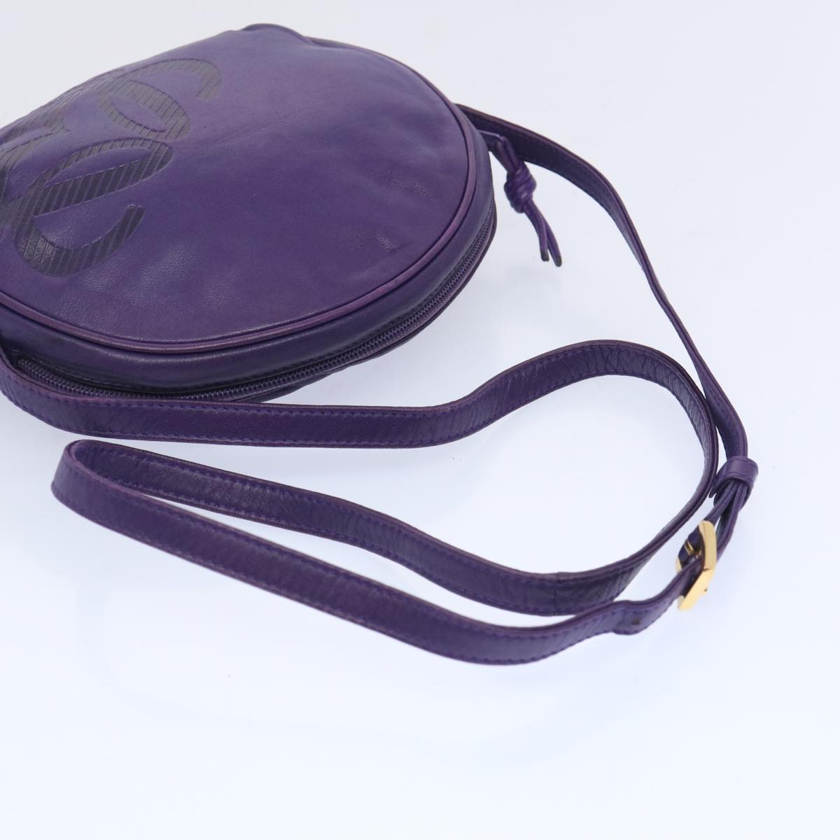 LOEWE Anagram Shoulder Bag Leather Purple Auth yk10703