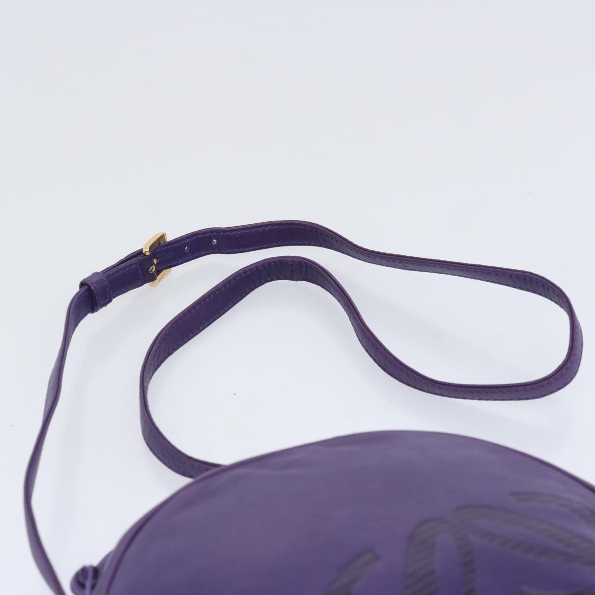 LOEWE Anagram Shoulder Bag Leather Purple Auth yk10703