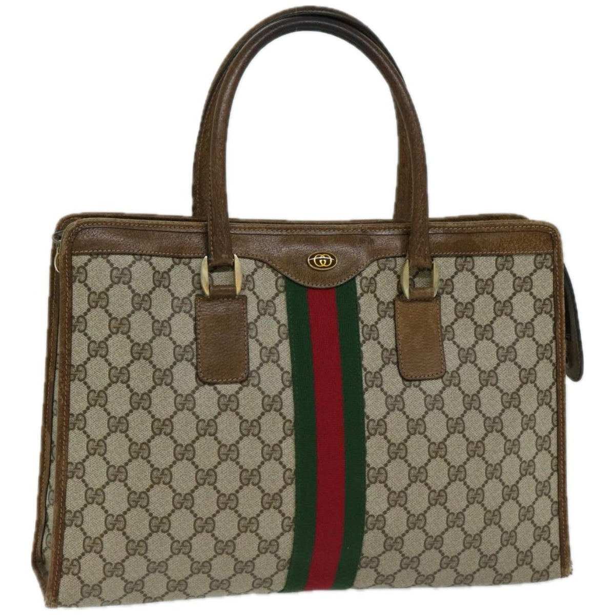 GUCCI GG Supreme Web Sherry Line Hand Bag Beige Red 002 4083 39 Auth yk10706