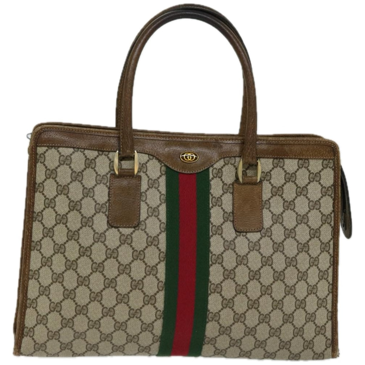 GUCCI GG Supreme Web Sherry Line Hand Bag Beige Red 002 4083 39 Auth yk10706