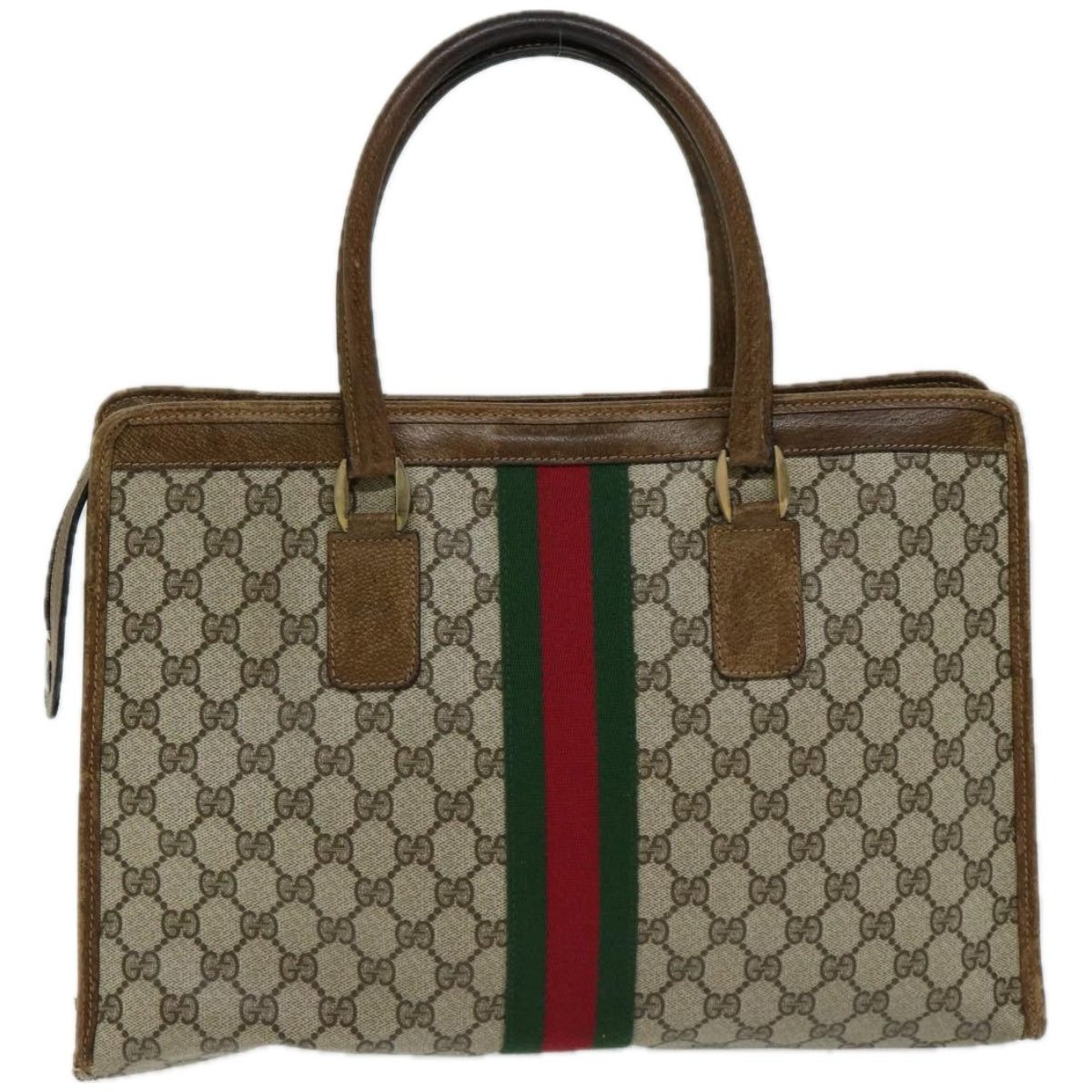 GUCCI GG Supreme Web Sherry Line Hand Bag Beige Red 002 4083 39 Auth yk10706