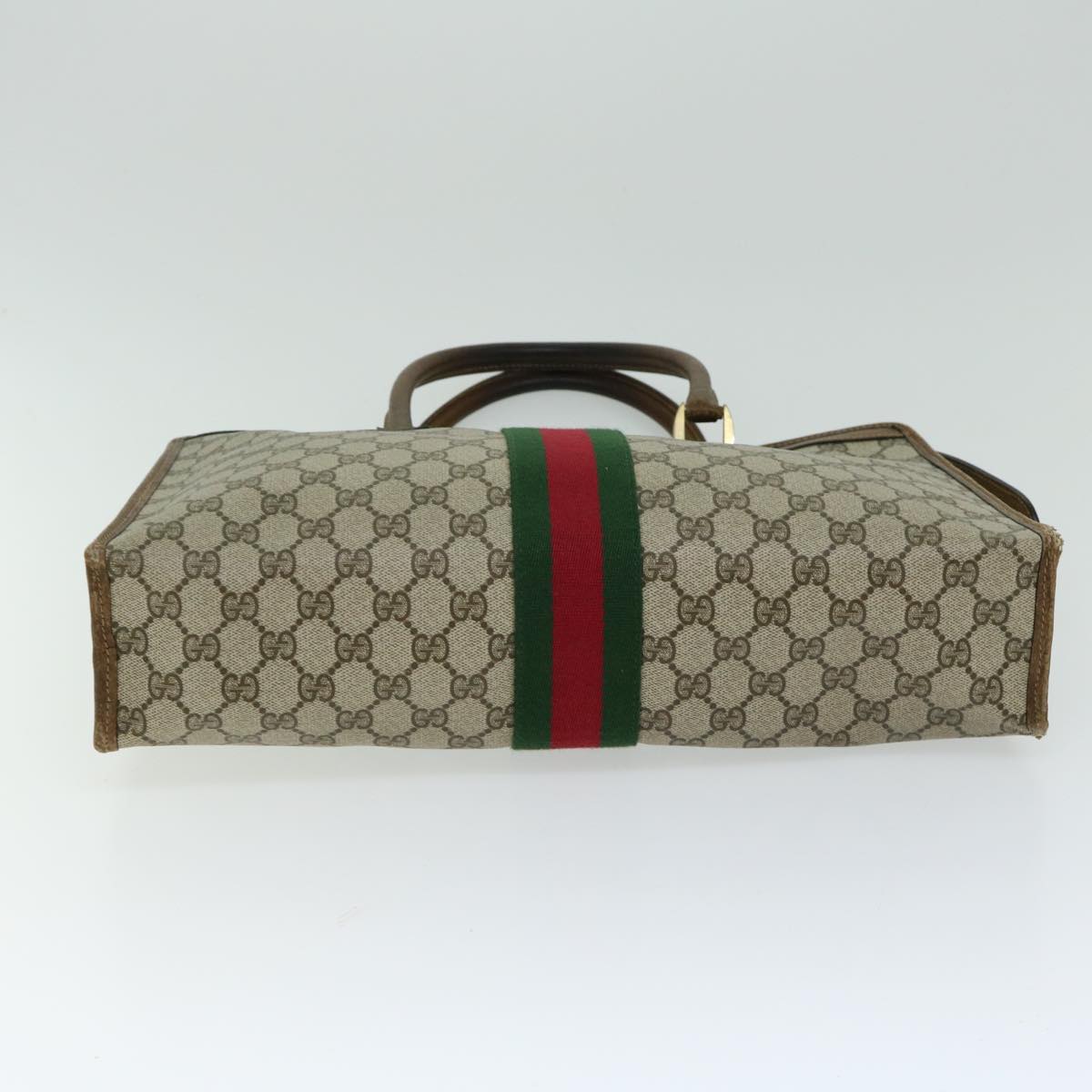 GUCCI GG Supreme Web Sherry Line Hand Bag Beige Red 002 4083 39 Auth yk10706