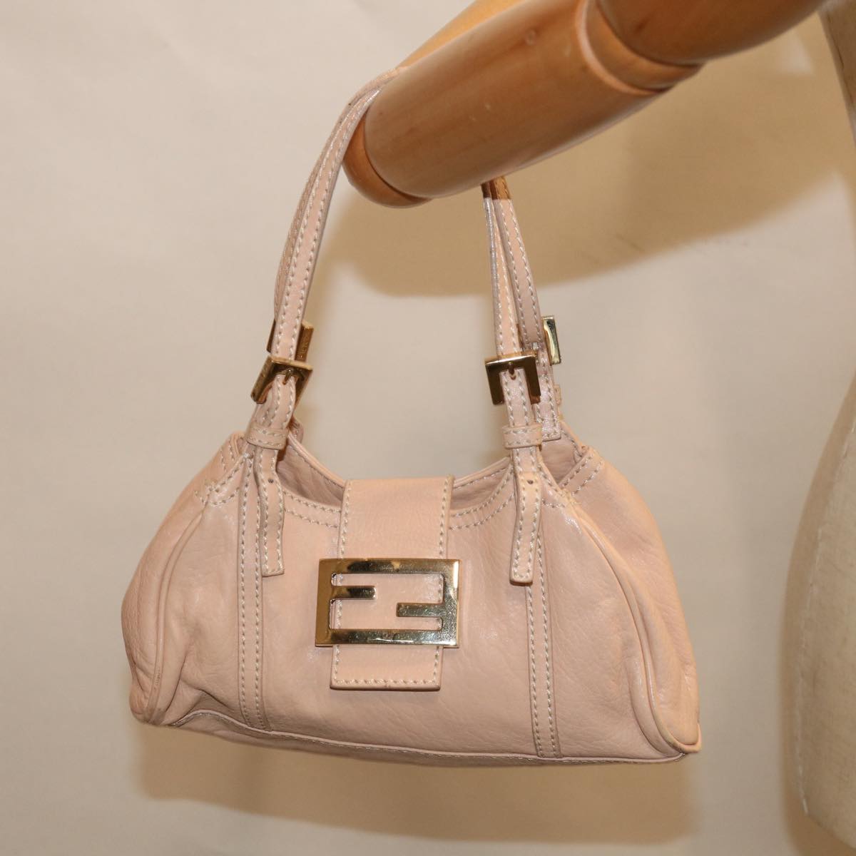 FENDI Hand Bag Leather Pink Auth yk10711