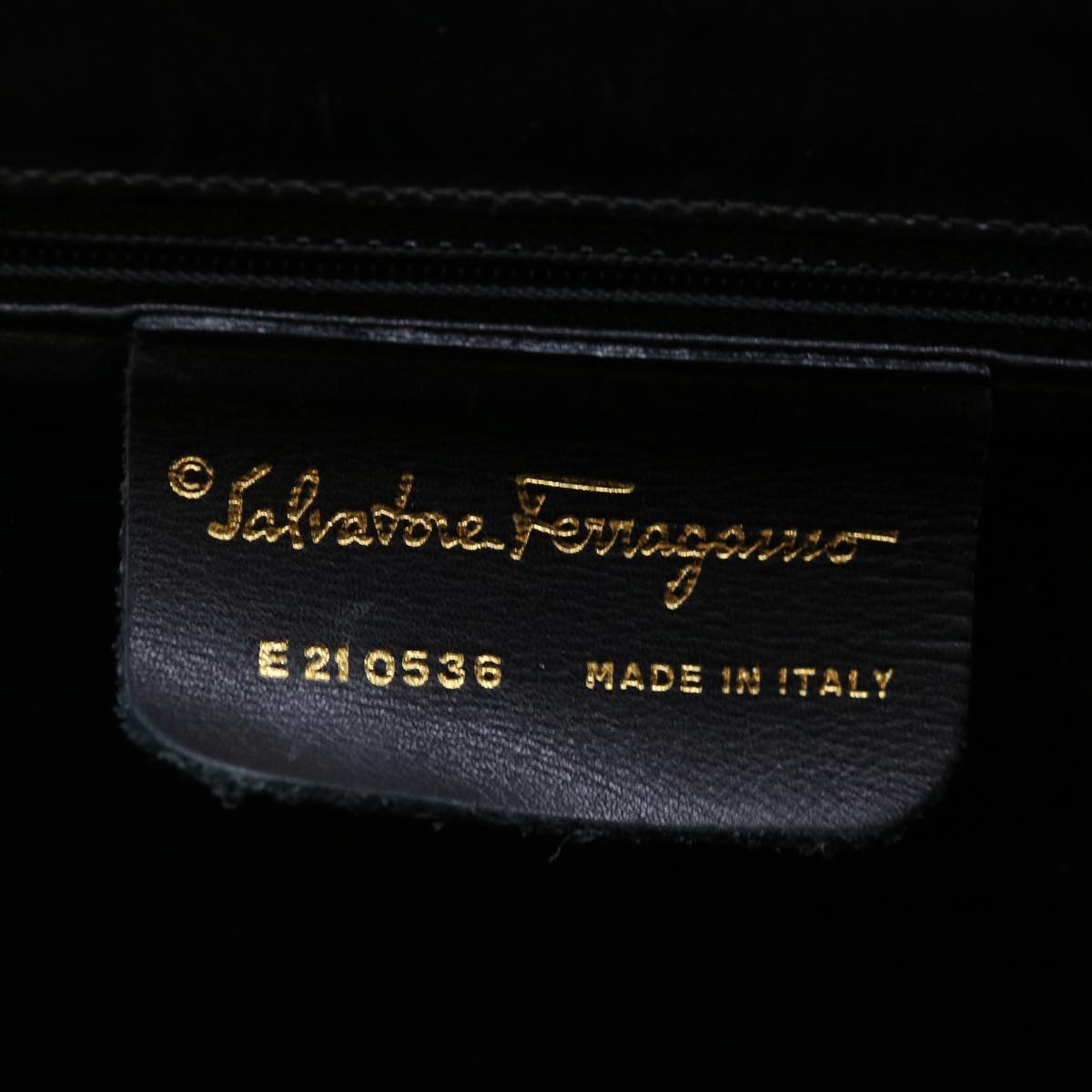 Salvatore Ferragamo Gancini Hand Bag Leather Black Auth yk10743