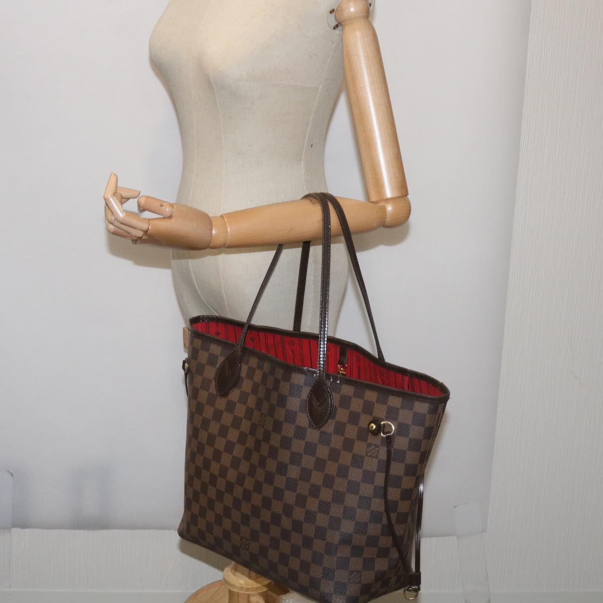 LOUIS VUITTON Damier Ebene Neverfull MM Tote Bag N51105 LV Auth yk10763