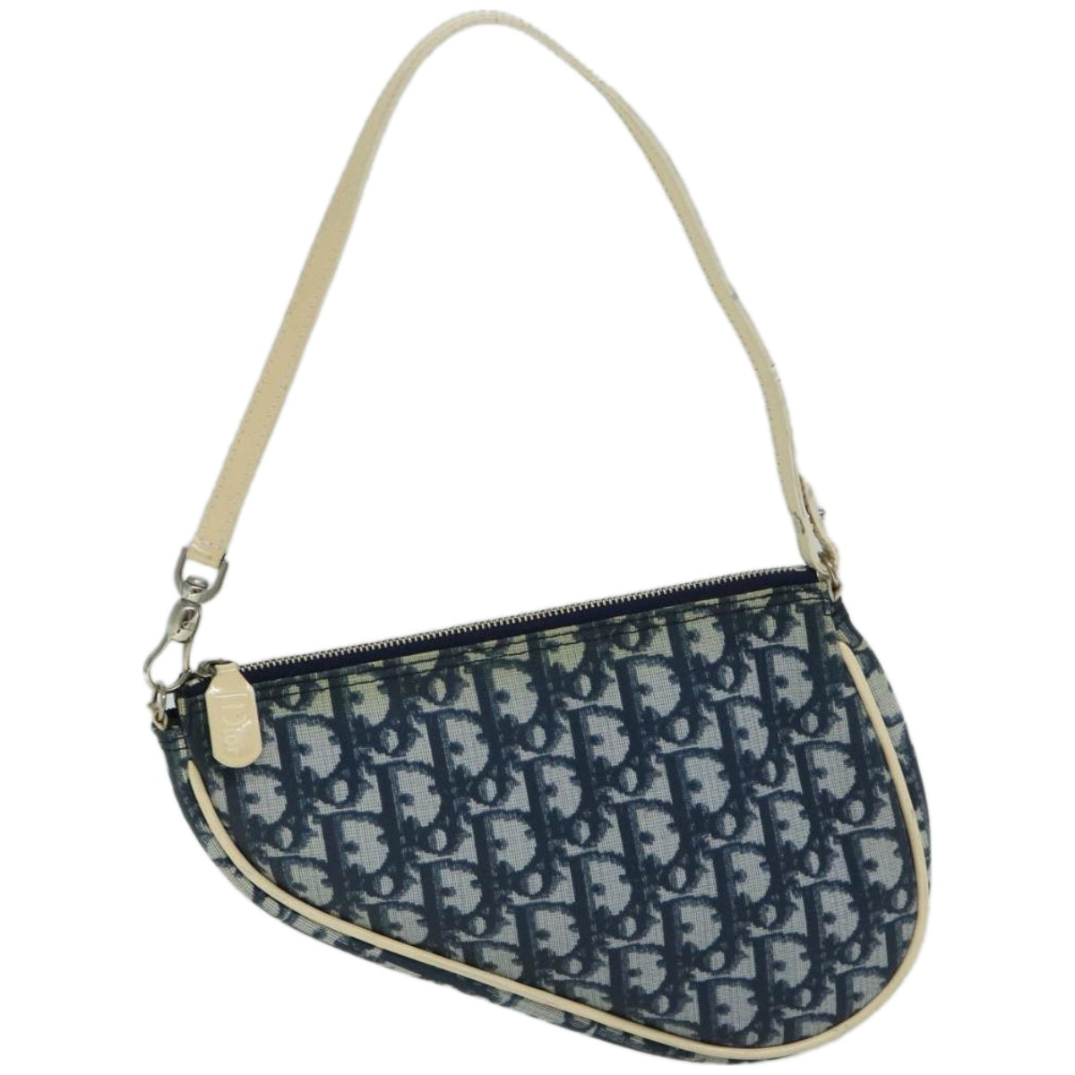 Christian Dior Trotter Canvas Saddle Pouch Accessory Pouch Navy Auth yk10773