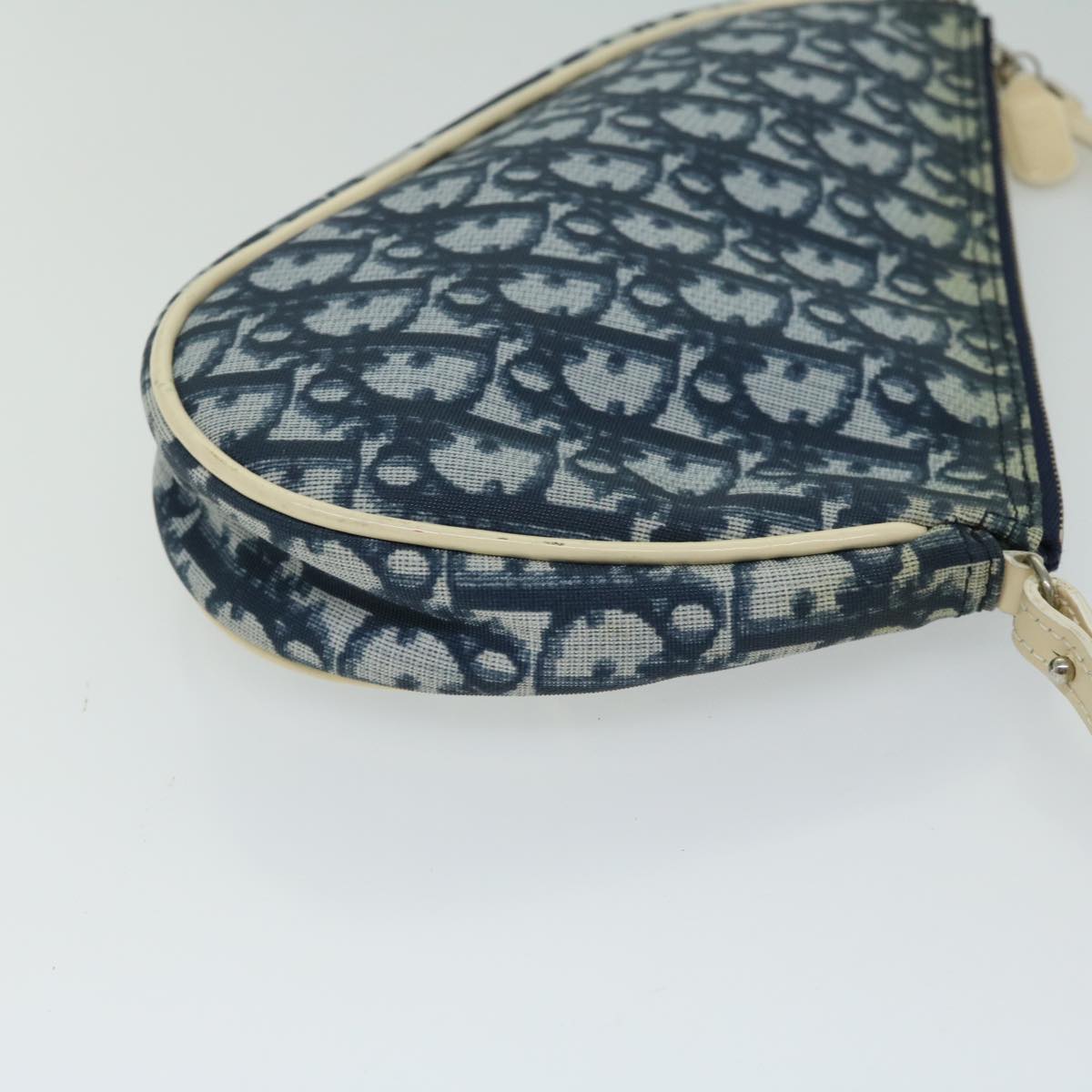 Christian Dior Trotter Canvas Saddle Pouch Accessory Pouch Navy Auth yk10773