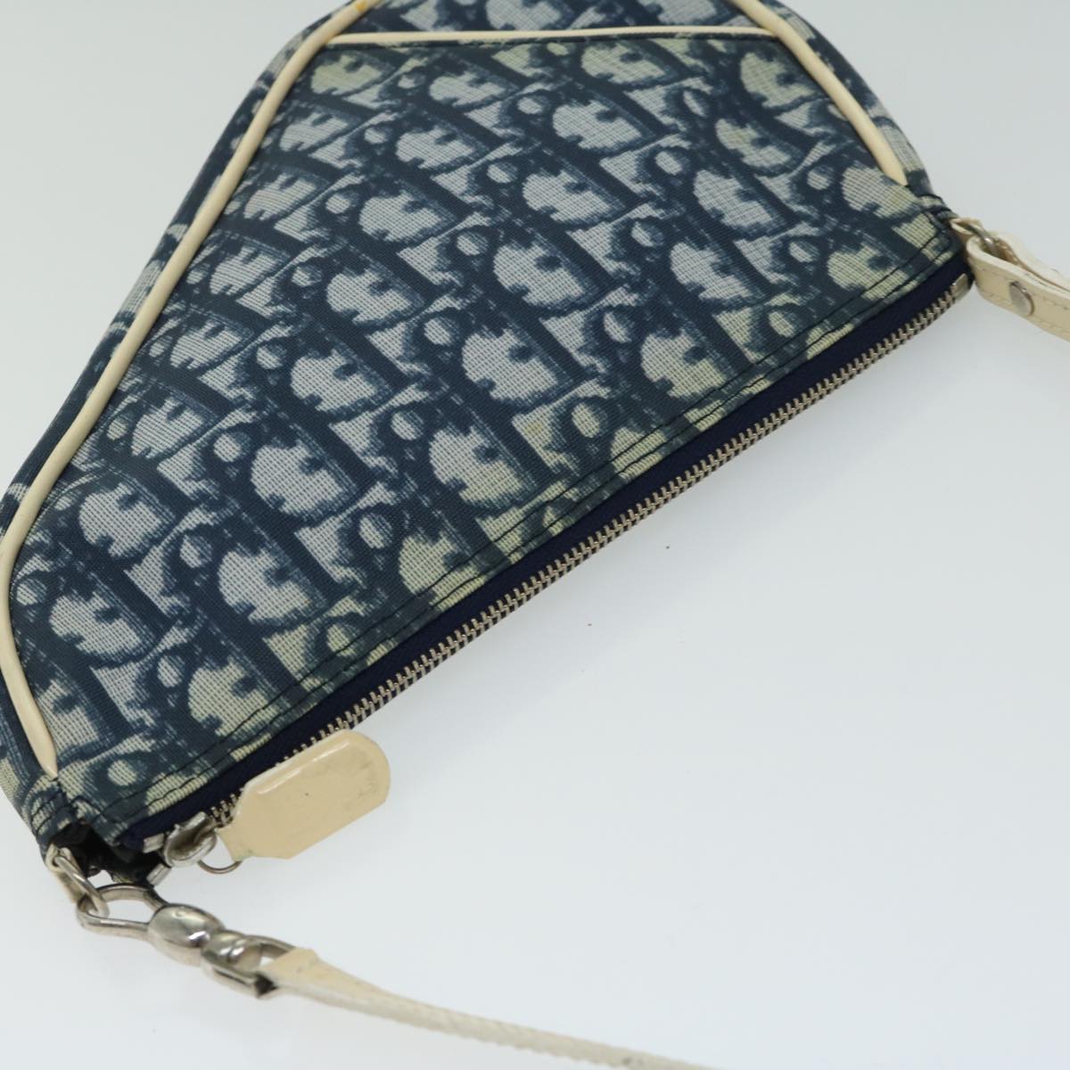 Christian Dior Trotter Canvas Saddle Pouch Accessory Pouch Navy Auth yk10773