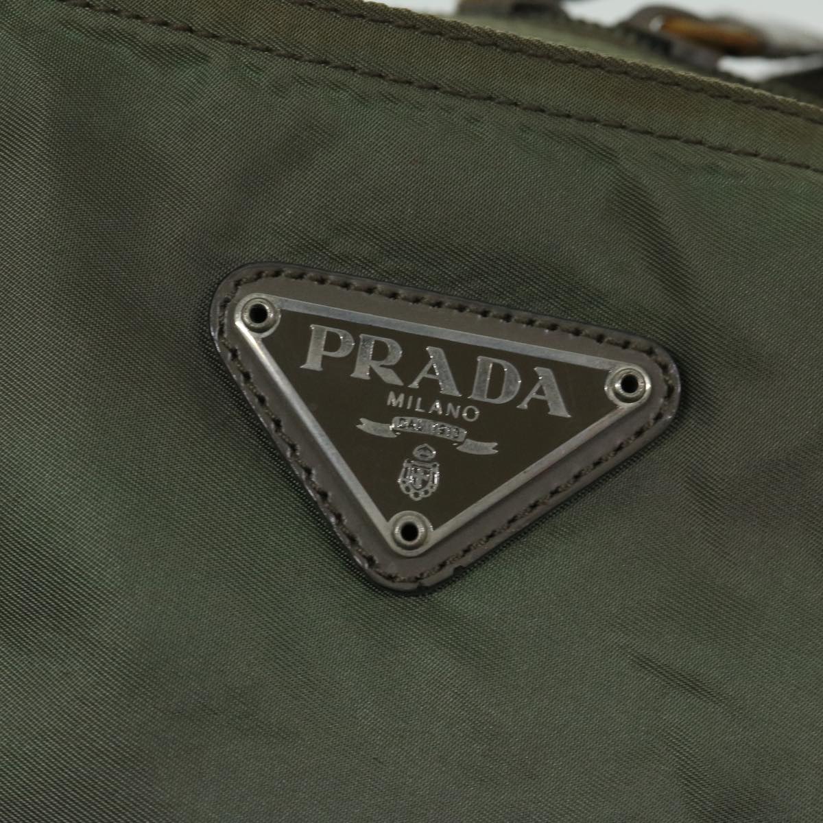 PRADA Tote Bag Nylon Khaki Auth yk10780