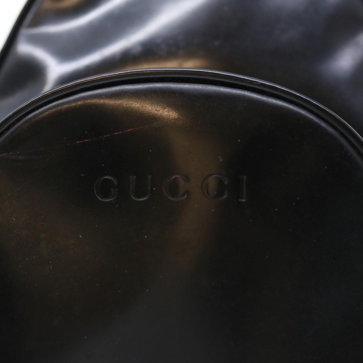 GUCCI Bamboo Body Bag Patent leather Black 003 3444 0027 Auth yk10781