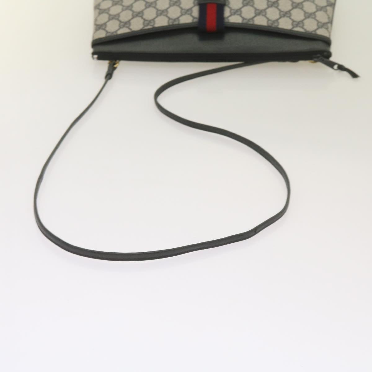 GUCCI GG Supreme Sherry Line Shoulder Bag PVC Red Navy 904 02 026 Auth yk10785